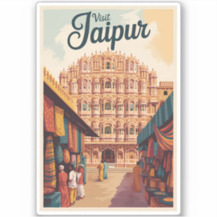 Pegatina Jaipur India Hawa Mahal Ilustracion arte de viajar
