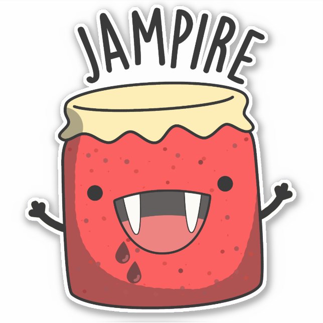 Pegatina Jam-pire Funny Vampire Jam Pun (Anverso)