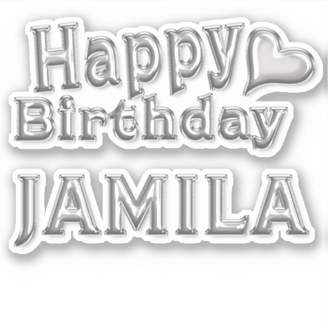 Pegatina Jamila Happy Birthday silver Aufkleber Sticker (Anverso)