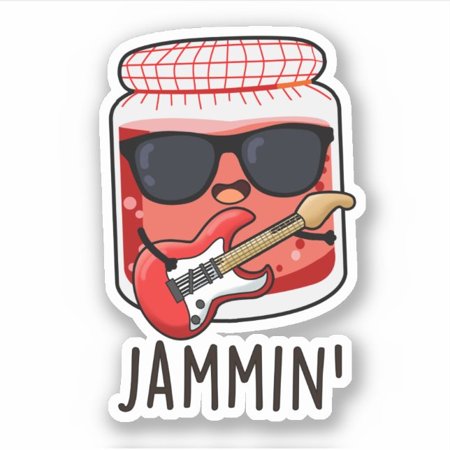 Pegatina Jammin Funny Rocker Jam Pun (Anverso)