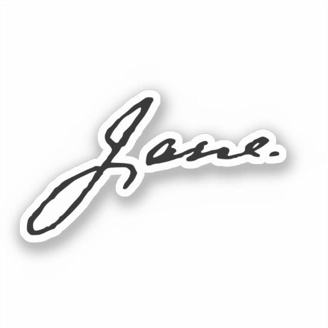 Pegatina Jane as in Jane Austen, firma (Anverso)