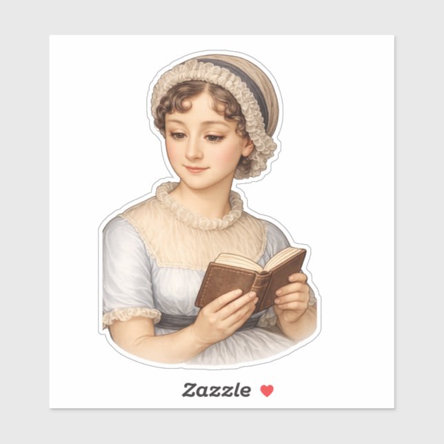 Pegatina Jane Austen leyendo  (Hoja)