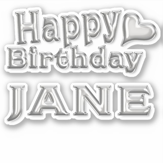 Pegatina Jane Happy Birthday silver Aufkleber Sticker (Anverso)