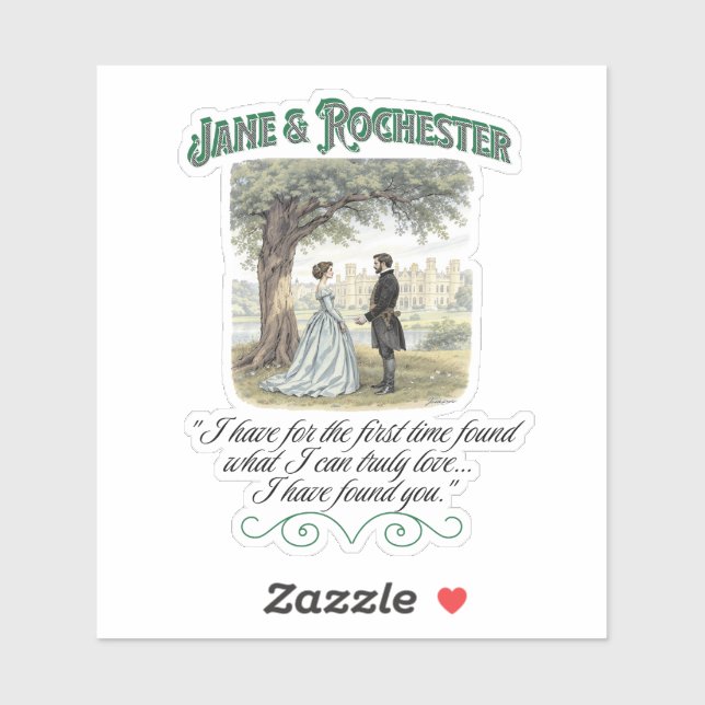 Pegatina Jane & Rochester Thornfield Hall Romantic Quote (Hoja)