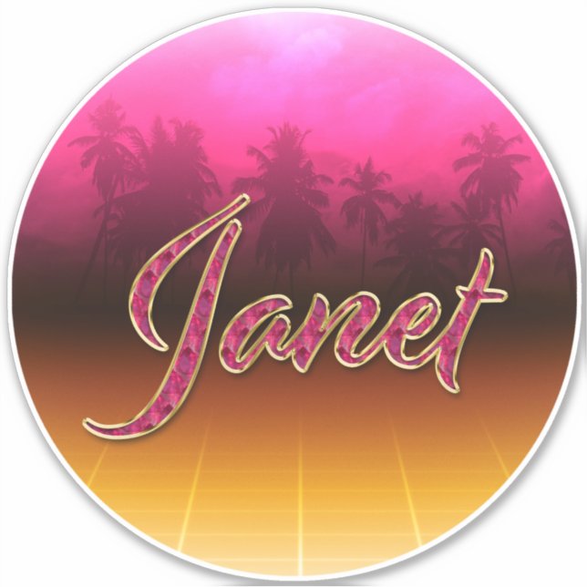 Pegatina Janet Vorname Name golden pink Aufkleber Sticker (Anverso)