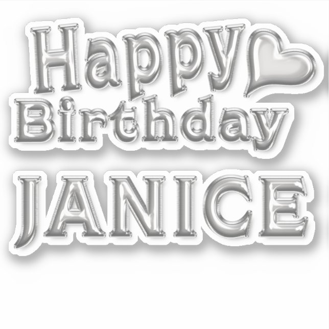 Pegatina Janice Happy Birthday silver Aufkleber Sticker (Anverso)
