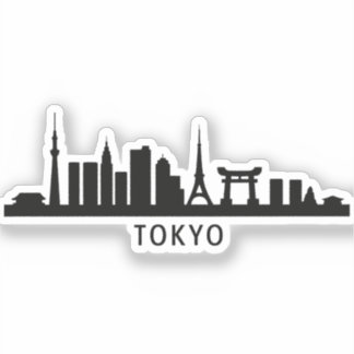 Pegatina Japan Cityscape Travel | Tokyo Skyline Silhouette