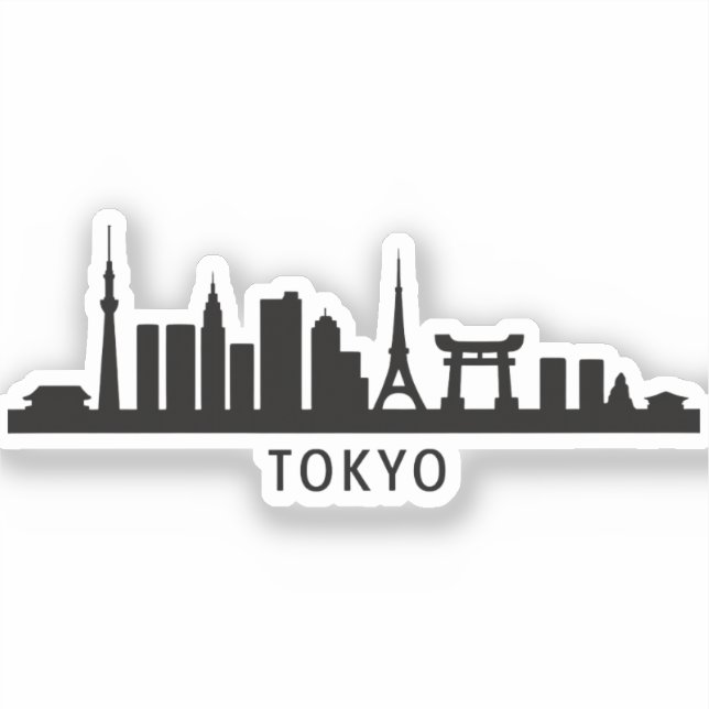 Pegatina Japan Cityscape Travel | Tokyo Skyline Silhouette (Anverso)