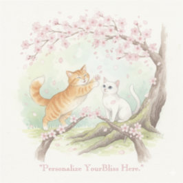 Pegatina Japanese Sakura & Zen Cats Watercolor 