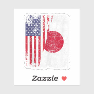 Pegatina Japón tiene una bandera media estadounidense
