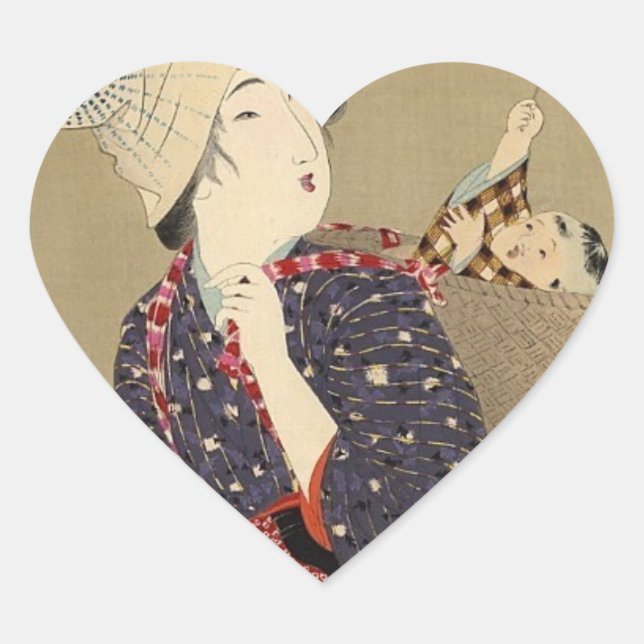 PEGATINA JAPONÉS de la MADRE y del BEBÉ (Anverso)