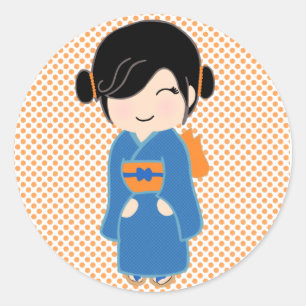 Pegatina japonés de muñecas kokeshi