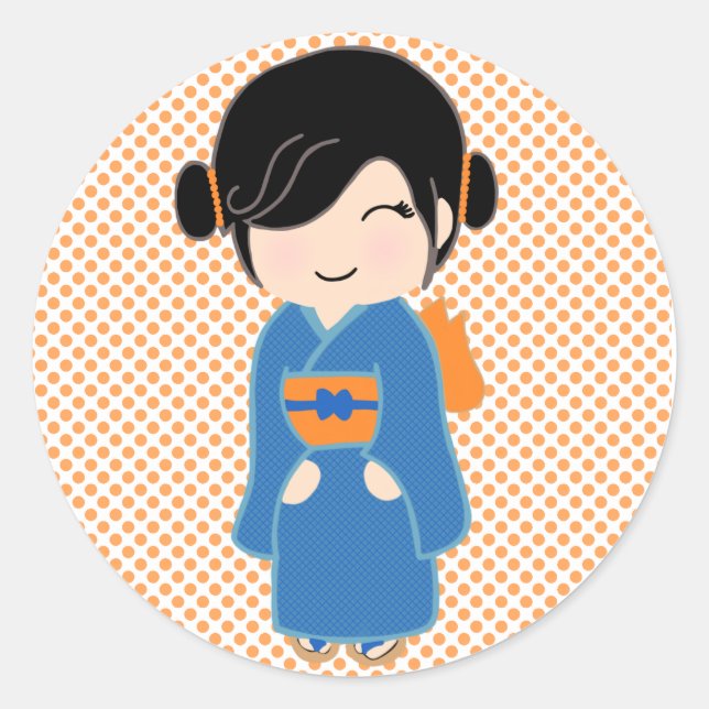 Pegatina japonés de muñecas kokeshi (Anverso)
