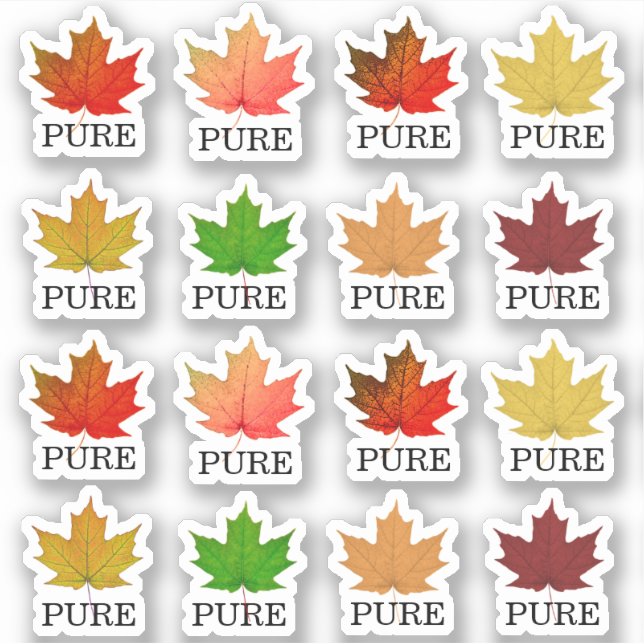 Pegatina Jarabe de arce Jug Toppers Maple Leaf PURE Pegatin (Anverso)