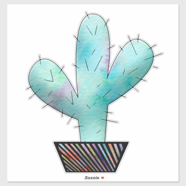 Pegatina Jardín de Cactus colorido (Hoja)
