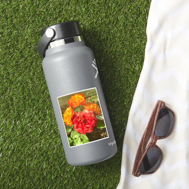 Pegatina Jardín De Flores Rojas Y naranja (HydroFlask Insitu)