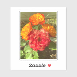 Pegatina Jardín De Flores Rojas Y naranja