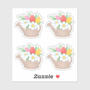 Pegatina Jardín de la lata con flores, conjunto de 4