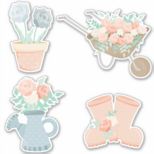 Pegatina Jardín floral rosa pastel lindo