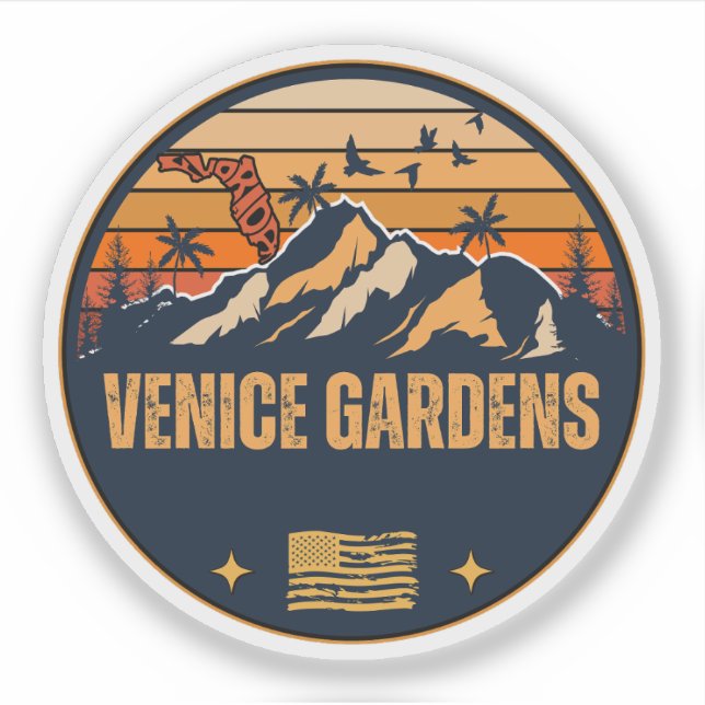 Pegatina Jardines de Venecia, Florida (Anverso)