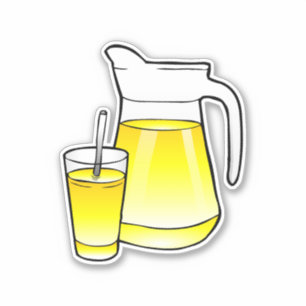 Pegatina Jarra de jugo y vaso de vidrio