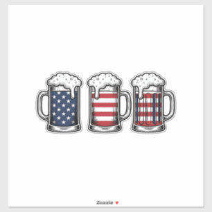 Pegatina Jarras de cerveza patrióticas diseño de camiseta v
