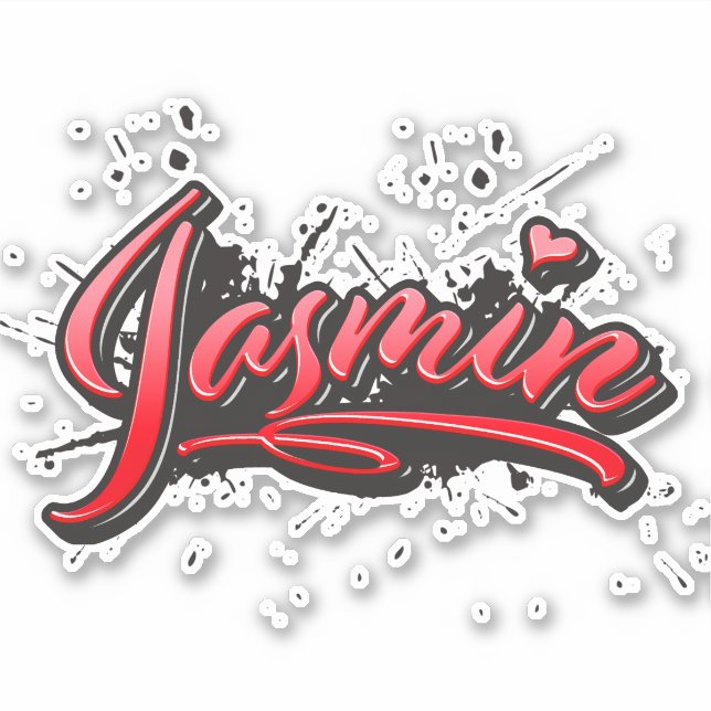 Pegatina Jasmin red Heart Graffiti Aufkleber Sticker (Anverso)