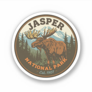 Pegatina Jasper National Park aventura en las Montañas Roco