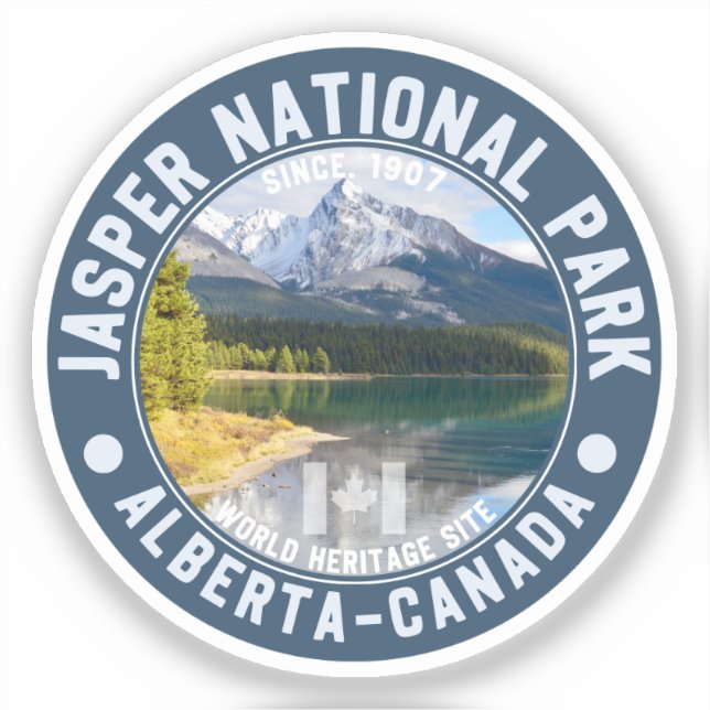 Pegatina Jasper National Park in Alberta, Canada (Anverso)