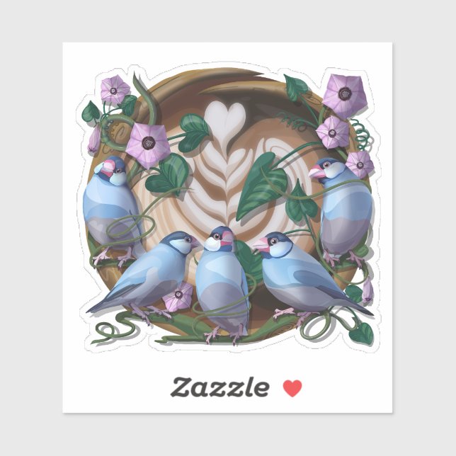 Pegatina Java Sparrows, Java Coffee (Hoja)