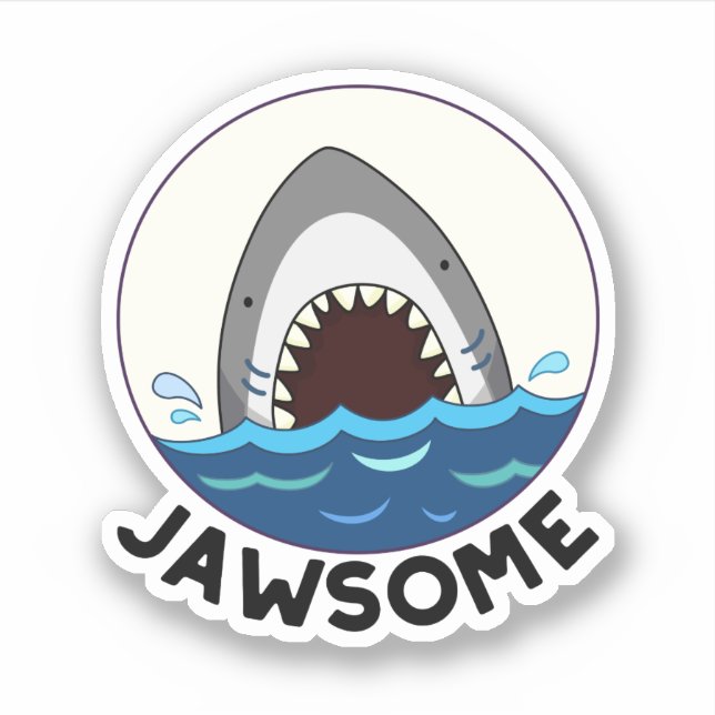 Pegatina Jawsome Funny Shark Teeth Pun (Anverso)
