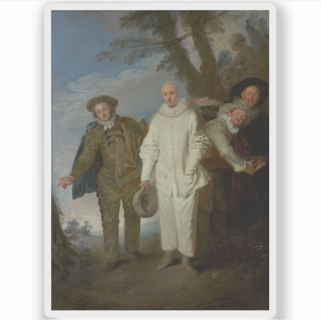 Pegatina Jean-Antoine Watteau - Los comediantes italianos (Anverso)