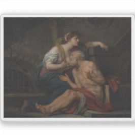Pegatina Jean-Baptiste Greuze: Cimon y Pero la caridad roma