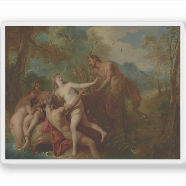 Pegatina Jean-François de Troy - Pan y Syrinx (Anverso)
