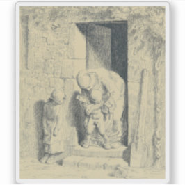 Pegatina Jean-François Millet - La Précaution Maternelle