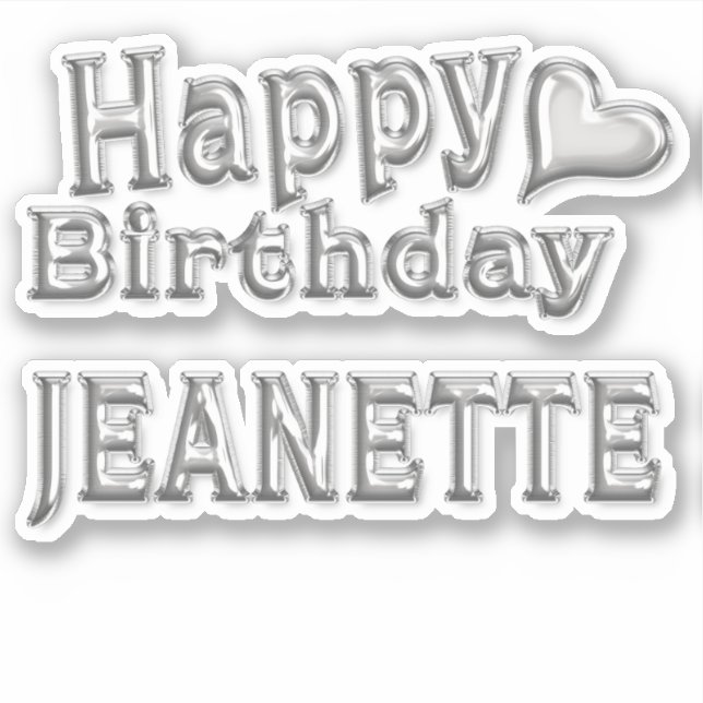 Pegatina Jeanette Happy Birthday silver Aufkleber Sticker (Anverso)