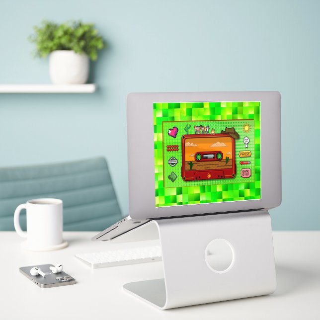 Pegatina Jeans games pixel art. (Ordenado portátil  en el escritorio)