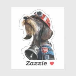 Pegatina Jefe de bomberos Wire-Hair Dachshund Perro