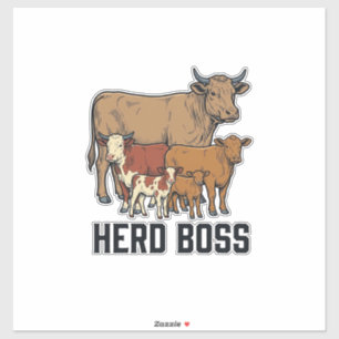 Pegatina Jefe de manada Vaca Familia Diseño de grabado vint