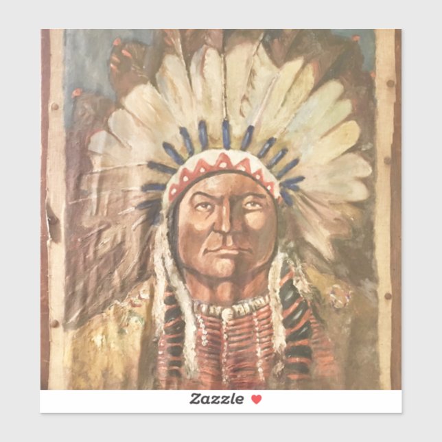 Pegatina Jefe indio de Sitting Bull (Hoja)