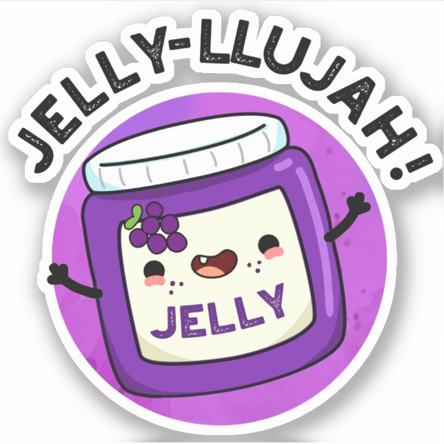 Pegatina Jelly-llujah Funny Jelly Pun (Anverso)