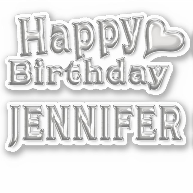 Pegatina Jennifer Happy Birthday silver Aufkleber Sticker (Anverso)