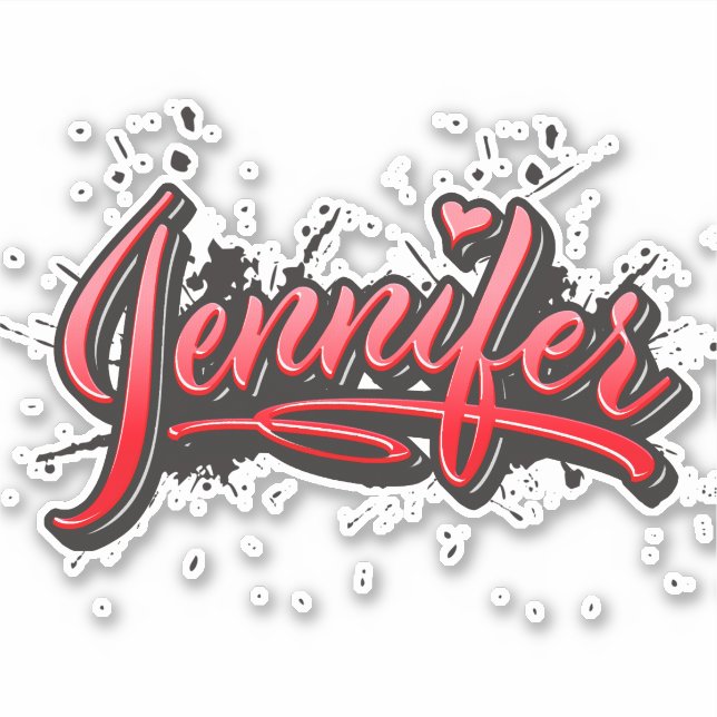 Pegatina Jennifer red Heart Graffiti Aufkleber Sticker (Anverso)