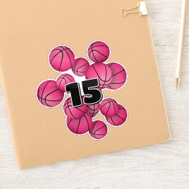 Pegatina jersey número de niños baloncesto rosa