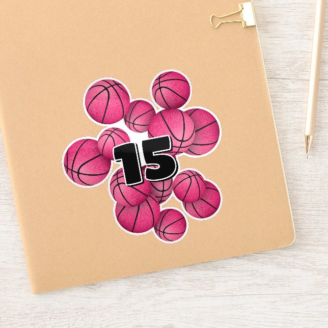 Pegatina jersey número de niños baloncesto rosa (Cuaderno)