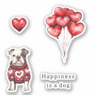 Pegatina Jersey Rojo Rubor Corazones Blancos La felicidad e