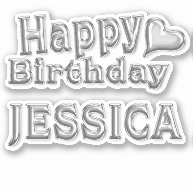 Pegatina Jessica Happy Birthday silver Aufkleber Sticker (Anverso)