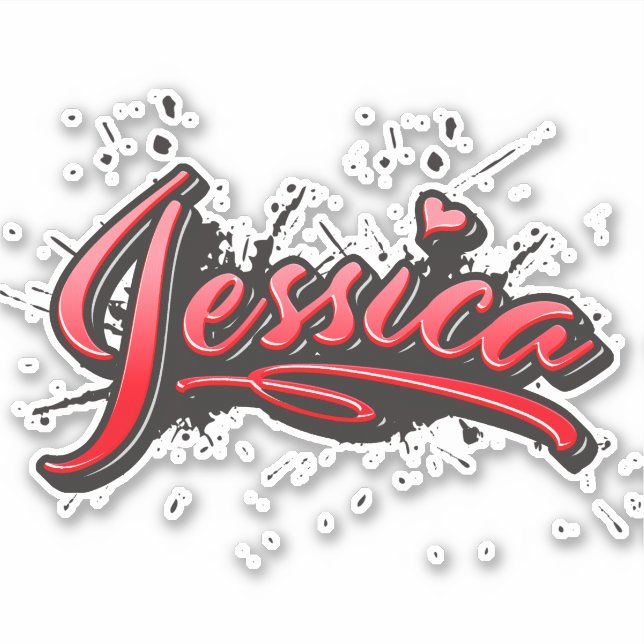 Pegatina Jessica red Heart Graffiti Aufkleber Sticker (Anverso)