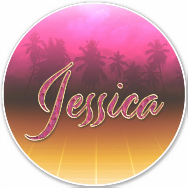 Pegatina Jessica Vorname Name golden pink Aufkleber Sticker (Anverso)