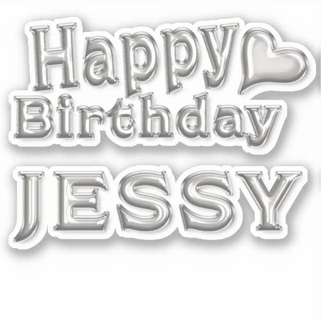 Pegatina Jessy Happy Birthday silver Aufkleber Sticker (Anverso)